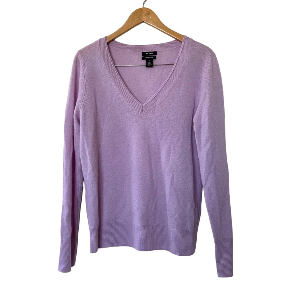 Halogen Cashmere V Neck Sweater Purple